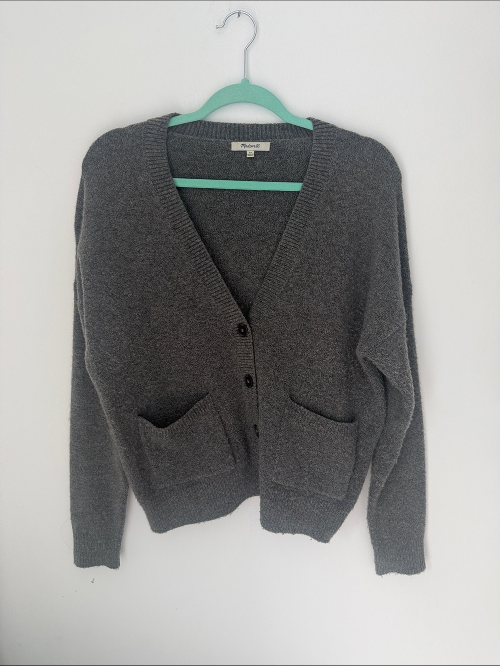 Madewell Charcoal Gray V-Neck Button Cardigan